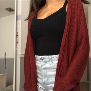 Burgundy Knit Cardigan